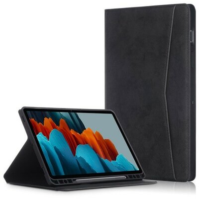 Samsung Galaxy Tab S7 11.0 / Tab S8 11.0, mappa tok, stand, kártya tartó, érintőceruza tartó, fekete