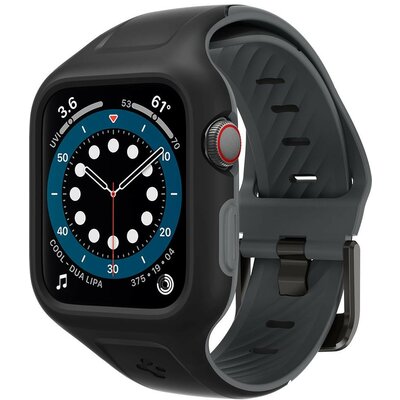 Apple Watch 4-6, SE (40mm), Szilikon védőkeret és szíj, Spigen Liquid Air Pro, fekete