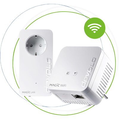 Devolo Magic 1 WiFi mini Starter Kit BE Powerline WLAN kezdő készlet 8565 BE Powerline, WLAN 1200 MBit/s