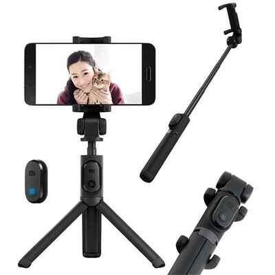 Selfie bot, 42 cm hosszú, 360°-ban forgatható, kivehető exponáló gombbal, bluetooth-os, v3.0, tripod állvány funkció, Xiaomi, fekete, gyári