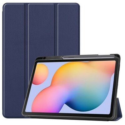 Samsung Galaxy Tab S6 Lite 10.4 / Tab S6 Lite 10.4 (2022) SM-P610 / P615 / P613 / P619, mappa tok, Trifold, érintőceruza tartó, sötétkék