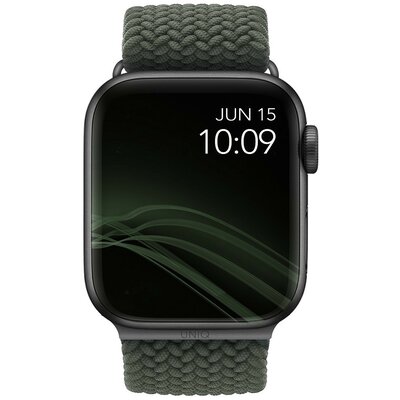 Apple Watch 1-6 (38 / 40 mm), szövet pótszíj, fonott, Uniq Aspen, zöld