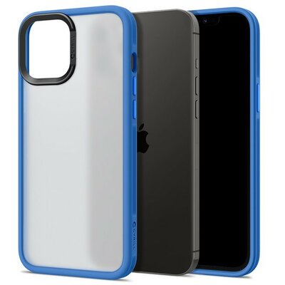 Apple iPhone 12 Pro Max, Szilikon védőkeret + műanyag hátlap, közepesen ütésálló, Spigen Ciel Cyril Color Brick, áttetsző/kék