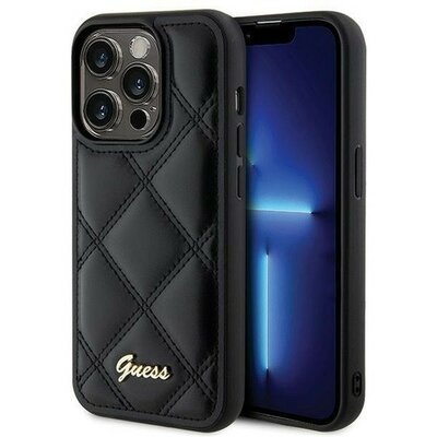 Guess PU Leather Quilted Apple iPhone 15 Pro hátlap tok, fekete