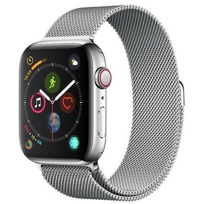 Apple Watch 1-6, SE (38 / 40 mm), fém pótszíj, milánói stílus, mágnes zárral, Devia Elegant, ezüst