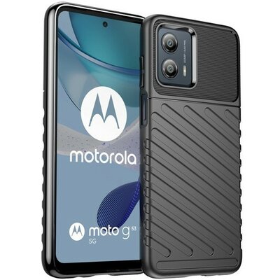 Motorola Moto G53, Szilikon tok, közepesen ütésálló, domború csíkos minta, fekete