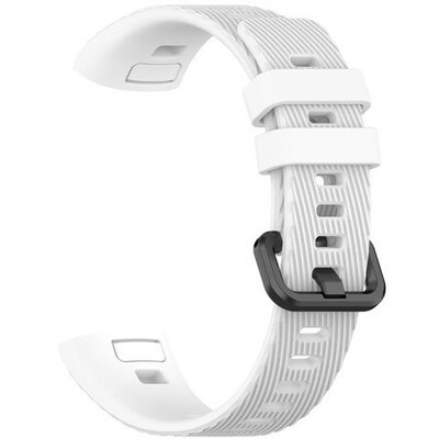 Huawei Band 3 Pro / Honor Band 3 Pro, szilikon pótszíj, állítható, keresztben csíkos minta, fehér