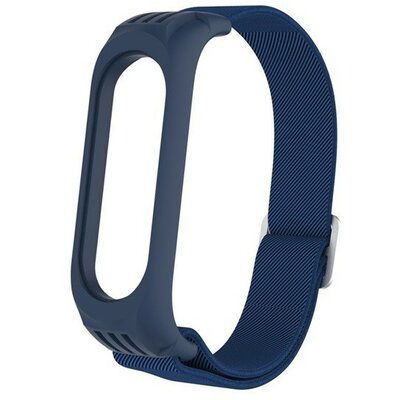 Xiaomi Mi Band 3 / Mi Band 4 / Mi Band 5 / Mi Band 6, textíl pótszíj, állítható, sötétkék