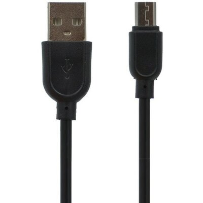 USB töltő- és adatkábel, microUSB, 100 cm, hosszított fej, fekete