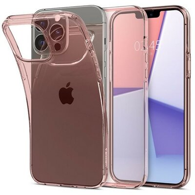 Apple iPhone 13 Pro Max, Szilikon tok, Spigen Crystal Flex, átlátszó/vörösarany