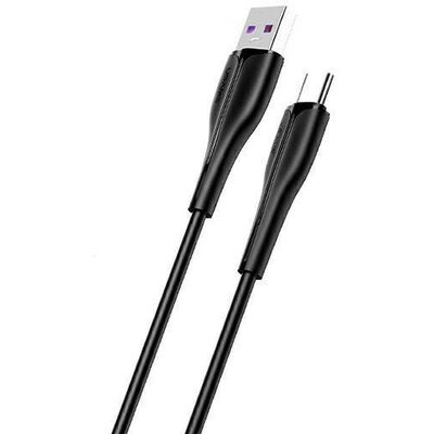 USB töltő- és adatkábel, USB Type-C, 100 cm, 5000 mA, törésgátlóval, gyorstöltés, Usams U38, fekete, US-SJ376