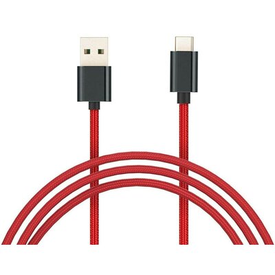 USB töltő- és adatkábel, USB Type-C, 100 cm, 3000 mA, cipőfűző minta, Xiaomi Mi Braided, piros, gyári, SJV4110GL