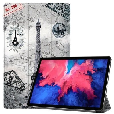 Lenovo Tab P11 (11.0) TB-J606F, mappa tok, Eiffel torony, térkép minta, Trifold, szürke