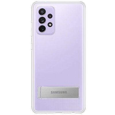 Samsung Galaxy A72 / A72 5G SM-A725F / A726B, Műanyag hátlap védőtok, dupla rétegű, gumírozott, kitámasztóval, átlátszó, gyári