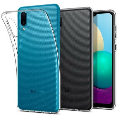 Samsung Galaxy A02 SM-A022F, Szilikon tok, Spigen Liquid Crystal, átlátszó