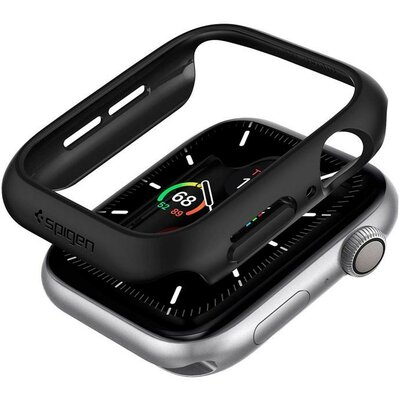 Apple Watch 4-6, SE (40mm), Műanyag védőkeret, szíj nélkül, Spigen Thin Fit, fekete