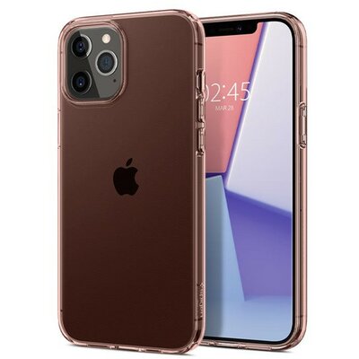 Apple iPhone 12 Pro Max, Szilikon tok, Spigen Crystal Flex, átlátszó/vörösarany