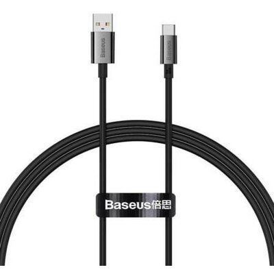 USB töltő- és adatkábel, USB Type-C, 100 cm, 6000mA, 100W, törésgátlóval, gyorstöltés, PD, QC, Baseus Superior, P10320102114-00, fekete