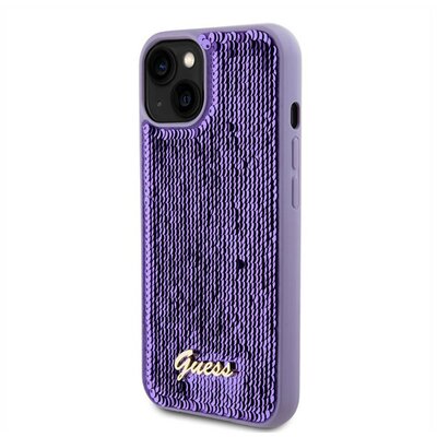 Guess Sequin Script Logo iPhone 13 tok, lila