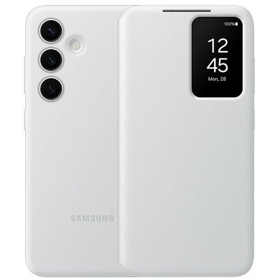 Samsung Galaxy S24 SM-S921, Oldalra nyíló tok, hívás mutatóval, kártyatartóval, Smart View Wallet, fehér, gyári