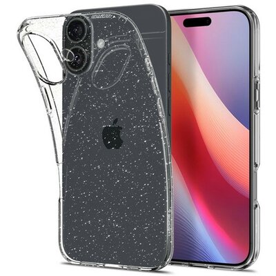 Apple iPhone 16, Szilikon tok, Spigen Liquid Crystal Glitter, átlátszó