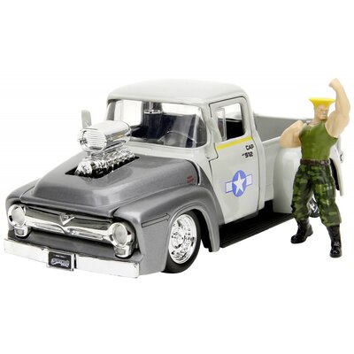 JADA TOYS Street Fighter 1956 Ford pickup Guile figurával Kész modell Személygépkocsi modell