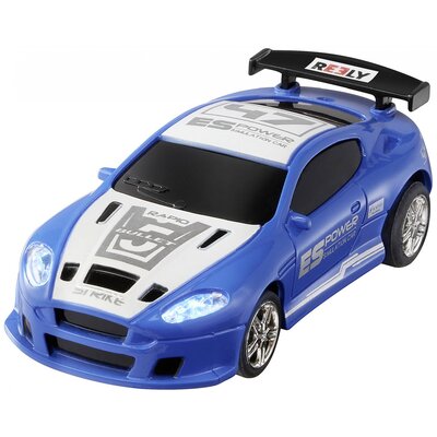 Reely 1:64 RC modellautó Elektro Közúti modell Mini Racer Kék-fehér Brushed 2WD RtR 2,4 GHz Akkuval és töltőkészülékkel, Fényeffekttel