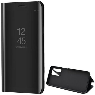 Oppo A16 / A16s / A54s / A56 5G, Oldalra nyíló tok, hívás mutatóval, Smart View Cover, fekete (utángyártott)