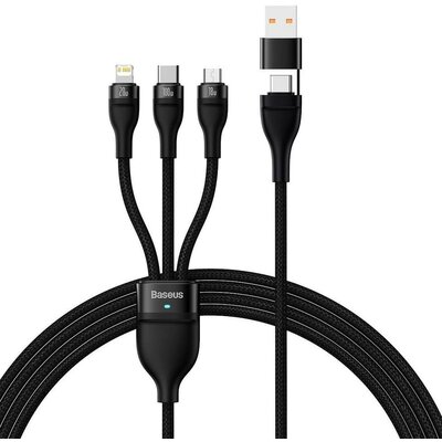 BASEUS kábel 3in1 Type C / USB A to Micro USB / Lightning / Type C PD QC 5A 100W CASS030101 1,2 m fekete