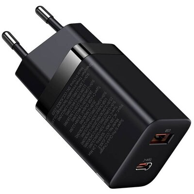 BASEUS töltő USB A + Type C PD QC3.0 30W CCSUPP-E02/CCCJG30UE fekete