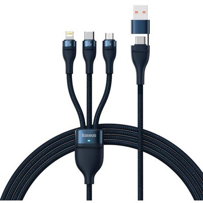 BASEUS kábel 3in1 USB A / Typ C to Micro USB / Lightning / Type C PD QC 5A 100W CASS030103 1,2 m kék