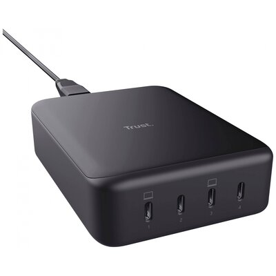 Trust MAXO USB-s töltőkészülék 240 W Beltér, Aljzat dugó Kimenetek száma: 4 x USB-C® alj (Power Delivery) USB Power Delivery (USB-PD)