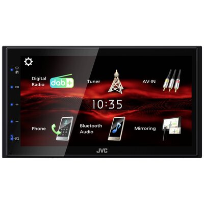 JVC KWM180DBT Dupla DIN moniceiver Bluetooth kihangosító, DAB + tuner, Hátrameneti kamera csatlakozó, Kormány távirányító csatlakozó