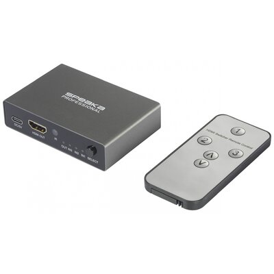 SpeaKa Professional SP-HDS-210 3 port HDMI switch Ultra HD-re alkalmas 7680 x 4320 pixel