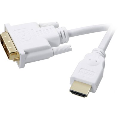 SpeaKa Professional DVI / HDMI Átalakító kábel DVI-D 18+1 pólusú Csatlakozódugó, HDMI-A dugó 2.00 m Fehér SP-7870336 aranyozott érintkező DVI kábel