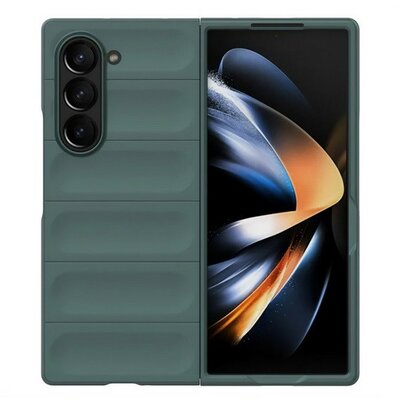 Samsung Galaxy Z Fold6 SM-F956B, Műanyag hátlap védőtok, közepesen ütésálló, 3D minta, sötétzöld