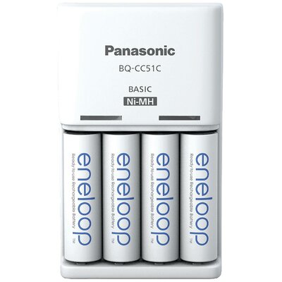 Panasonic Basic BQ-CC51 + 4x eneloop AA Dugasztöltő NiMH Mikro (AAA), Ceruza (AA)