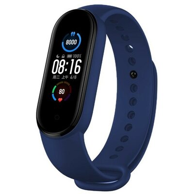 Xiaomi Mi Band 5 / Mi Band 6, szilikon pótszíj, állítható, Devia Delux Sport, sötétkék