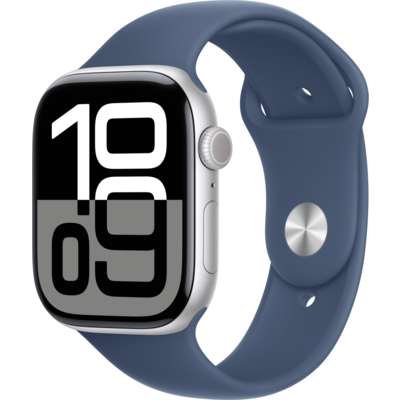 Apple Watch S10 GPS 46mm ezüst alumíniumtok, kék sport szíj M/L