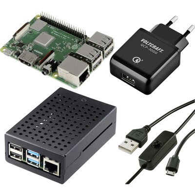 TRU COMPONENTS Pure Set Raspberry Pi® 3 B+ 1 GB 4 x 1.4 GHz Tápegységgel, Házzal