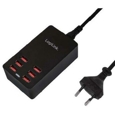 Hálózati USB töltő, 6x USB aljzat, max. 6,4 A, LogiLink PA0139