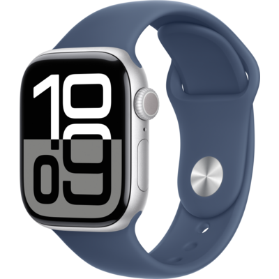 Apple Watch S10 Cellular 42mm ezüst alumíniumtok, kék sport M/L