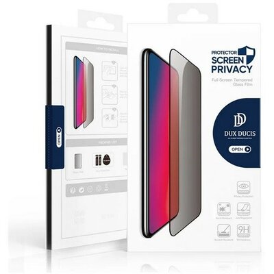 Samsung Galaxy S24 Ultra SM-S928, Kijelzővédő fólia, ütésálló fólia (az íves részre is!), Tempered Glass (edzett üveg), betekintés elleni védelem, Dux Ducis Privacy, fekete