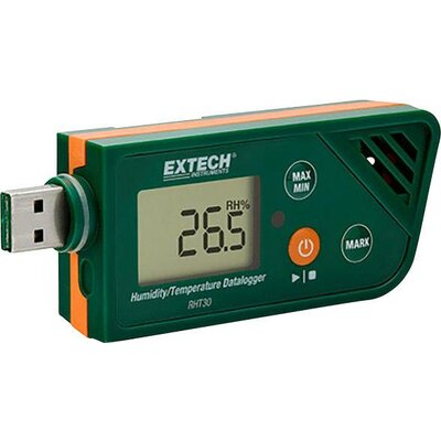 Extech RHT30-ISO RHT30 Multi adatgyűjtő Kalibrált (ISO) Mérési méret Légnedvesség, Hőmérséklet -30 - +70 °C 0.1 - 99.9 % rF PDF funkció