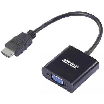 SpeaKa Professional HDMI / VGA / Jack Átalakító [1x HDMI dugó - 1x VGA alj, Jack alj, 3,5 mm-es] Fekete 0.15 m