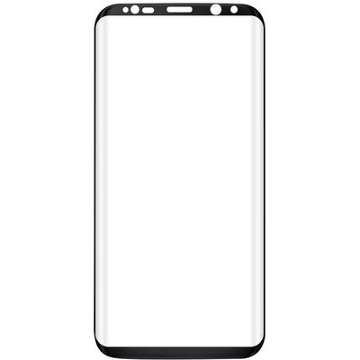 Samsung Galaxy S8 Plus SM-G955, Kijelzővédő fólia, ütésálló fólia (az íves részre is!), Tempered Glass (edzett üveg), fekete