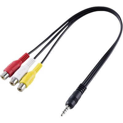 SpeaKa Professional SP-8433716 AV Audio, Video Átalakító [1x Jack dugó, 3,5 mm-es - 3x RCA alj] Fekete