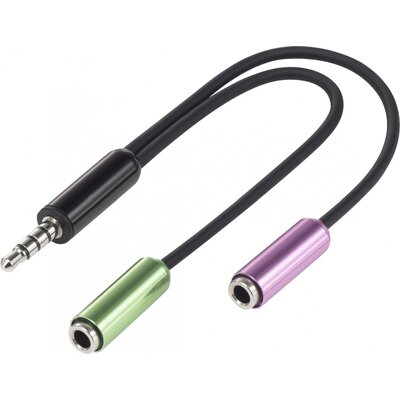 SpeaKa Professional SP-7870716 Jack Audio Y adapter [1x Jack dugó, 3,5 mm-es - 2x Jack alj, 3,5 mm-es] Fekete