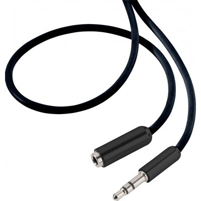 SpeaKa Professional SP-7870688 Jack Audio Hosszabbítókábel [1x Jack dugó, 3,5 mm-es - 1x Jack alj, 3,5 mm-es] 1.00 m Fekete SuperSoft köpeny