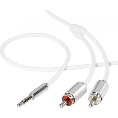 SpeaKa Professional SP-7870524 RCA / Jack Audio Csatlakozókábel [2x RCA dugó - 1x Jack dugó, 3,5 mm-es] 1.50 m Fehér SuperSoft köpeny